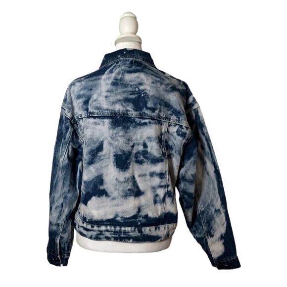 BP by Nordstrom Womens Blue Bleached Wash Denim Trucker Jacket Designer NWT XS - Picture 3 of 12